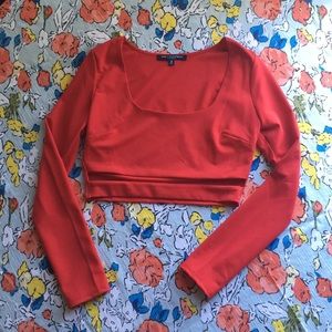 Red long sleeve crop top